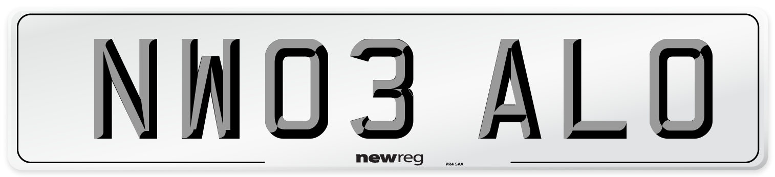 NW03 ALO Number Plate from New Reg